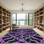 Neon Purple Glowing Chain Interlinked Web Rug