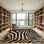 Bold Black Tan Zebra Stripe Rug