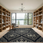 Ornate Regal Crest Floral Damask Rug