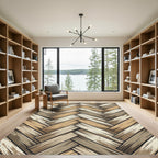 Neutral Herringbone Earth Tone Planks Rug