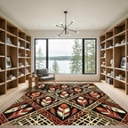 Geometric Earthy Feather Diamond Tile Rug
