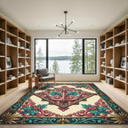 Victorian Pink Anchor Floral Border Rug