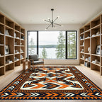 Geometric Amber Black Tribal Chevron Rug