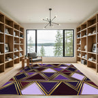 Royal Purple Gold Geometric Triangles Rug