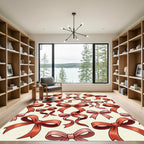 Elegant Crimson Ribbon Bow Illustration Rug
