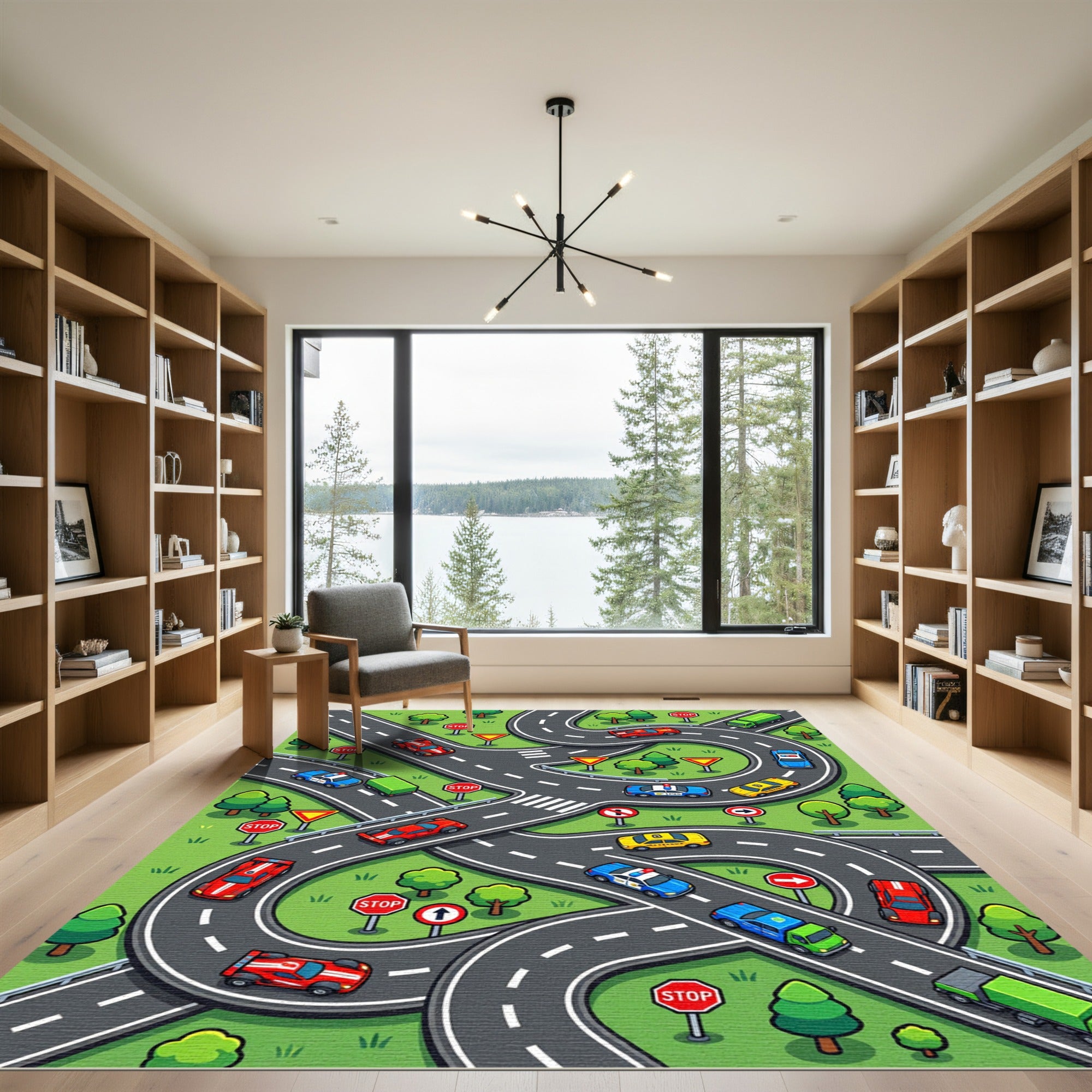Vibrant Roadways with Racing Cars Rug