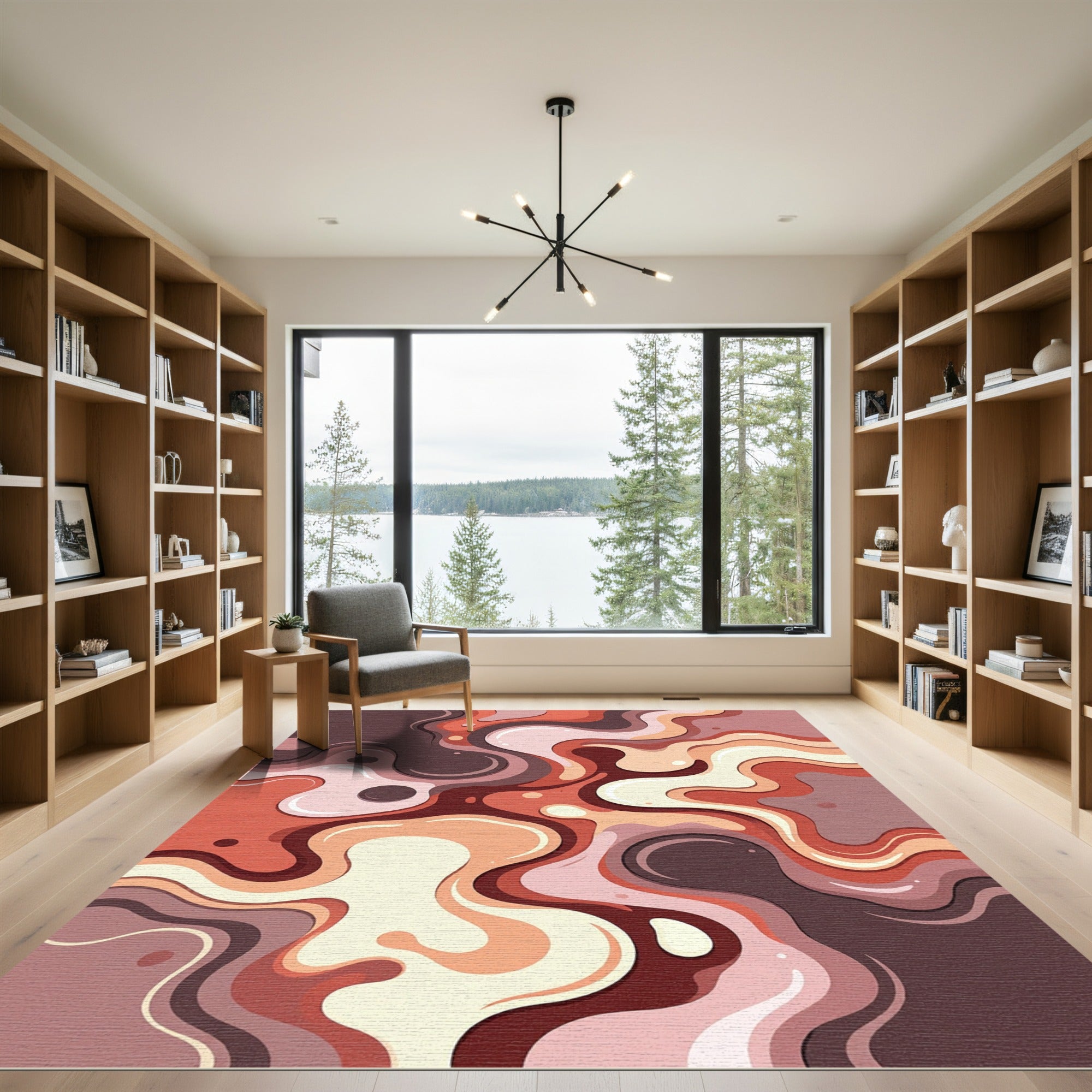 Earthy Swirl Flow Abstract Rug