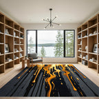 Liquid Gold Drip Abstract Charcoal Rug