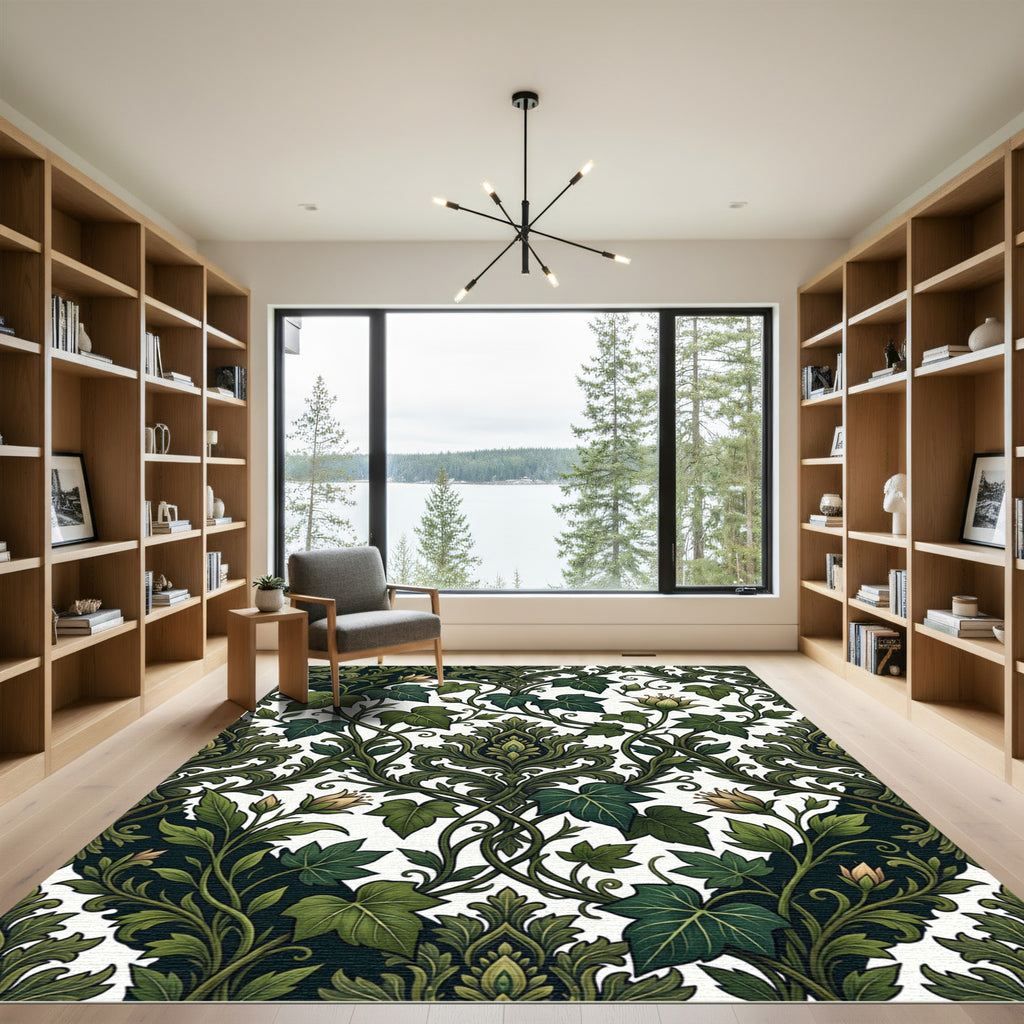 Emerald Vines Damask Garden Rug