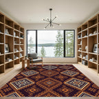 Earthy Copper Geometric Tribal Diamond Rug