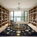 Celestial Gold and Navy Moon Phase Rug