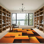Modern Geometric Amber Block Composition Rug