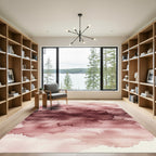 Dusty Rose Watercolor Cloud Lines Rug