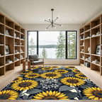 Radiant Yellow Sunflower Botanical Floral Rug