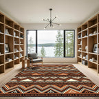 Earthy Terracotta Geometric Chevron Rug