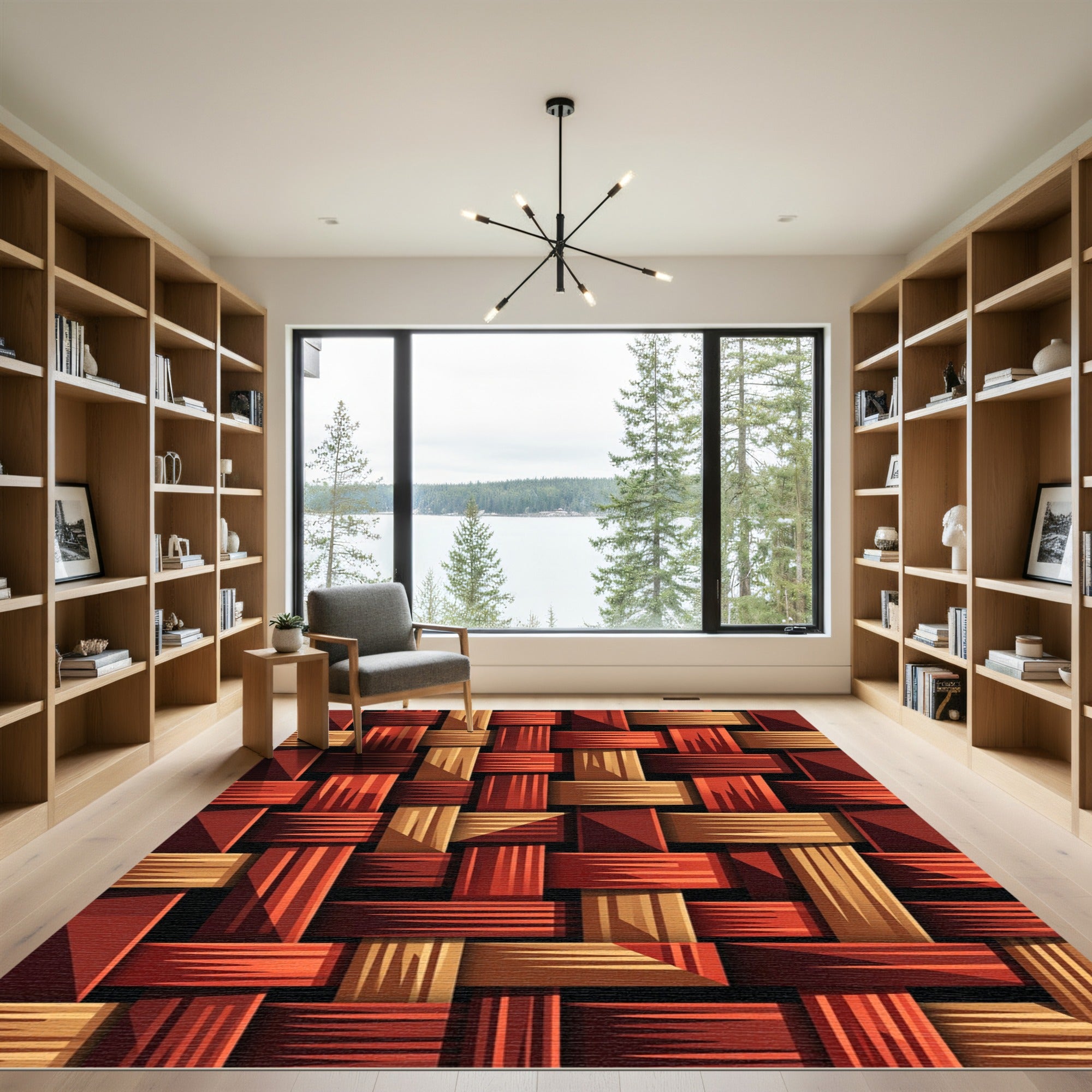 Crimson Tan Woven Texture Rug