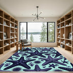 Deep Purple Starfish Coral Ocean Rug