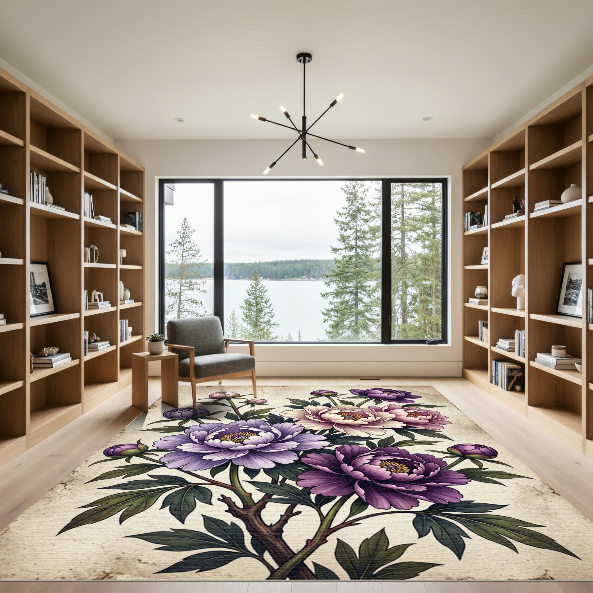 Vintage Botanical Peony Garden Bouquet Rug
