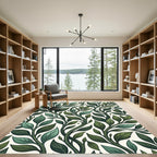 Lush Green Leafy Vine Overlay Rug