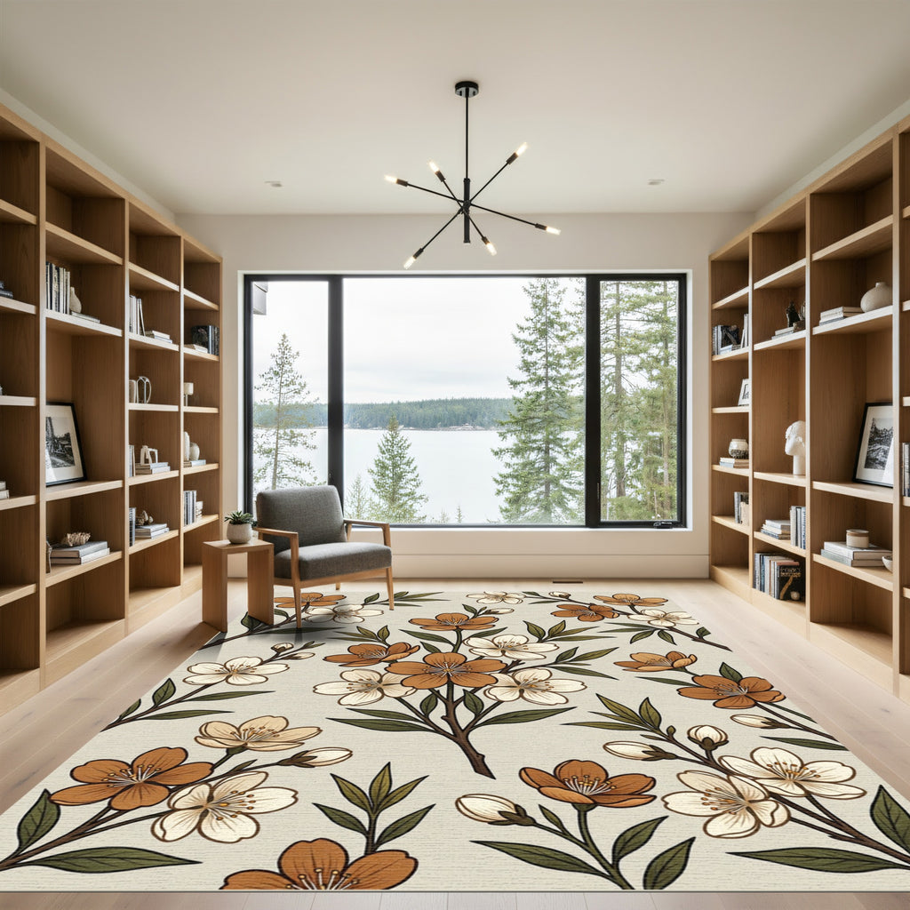 Earthy Petal Branch Flourish Rug