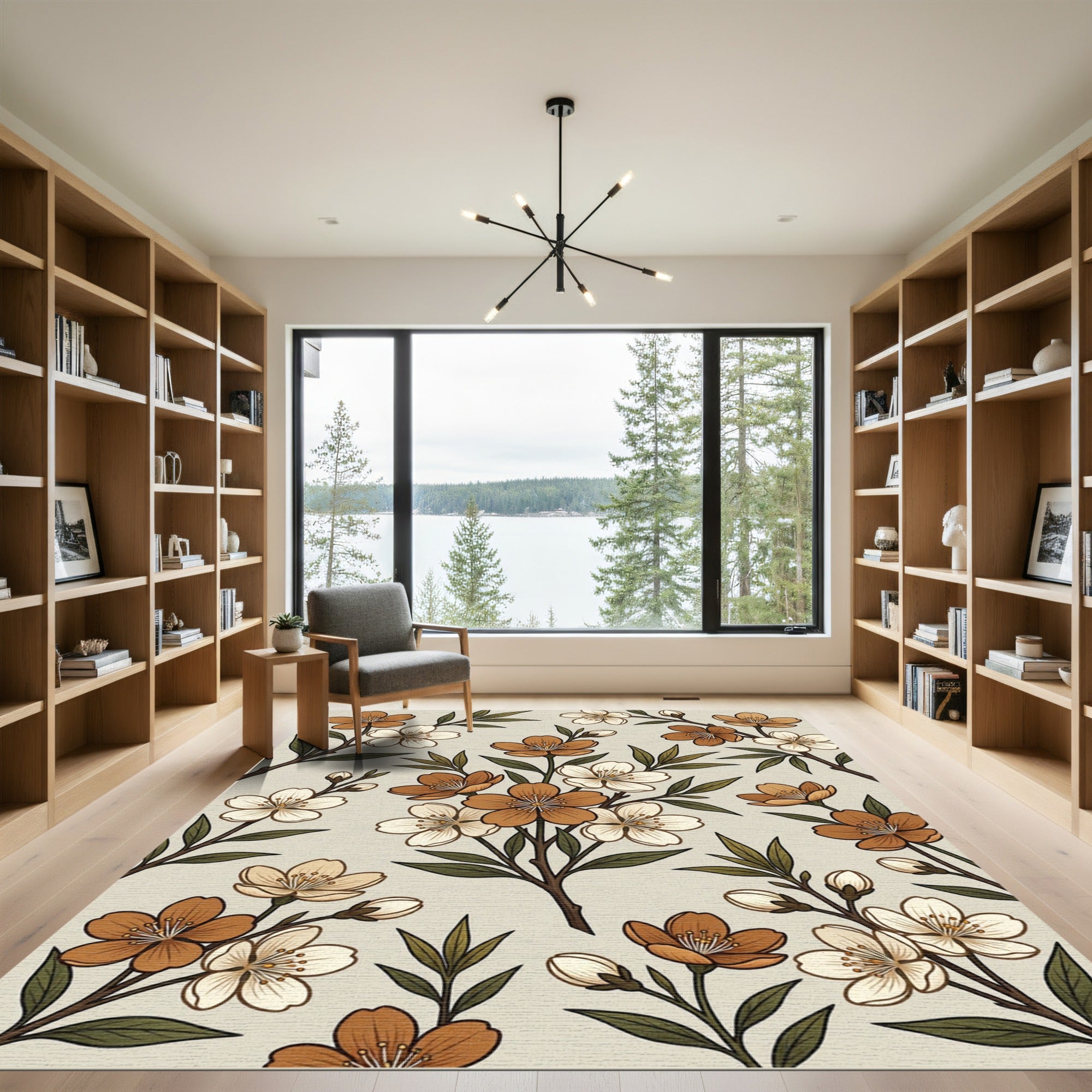 Earthy Petal Branch Flourish Rug