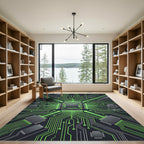 Neon Green Digital Circuit Board Rug