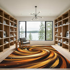 Golden Brown Swirl Vortex Rug