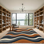 Modern Earthy Wavy Striped Abstract Rug
