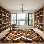 Herringbone Amber Ochre Geometric Tile Rug