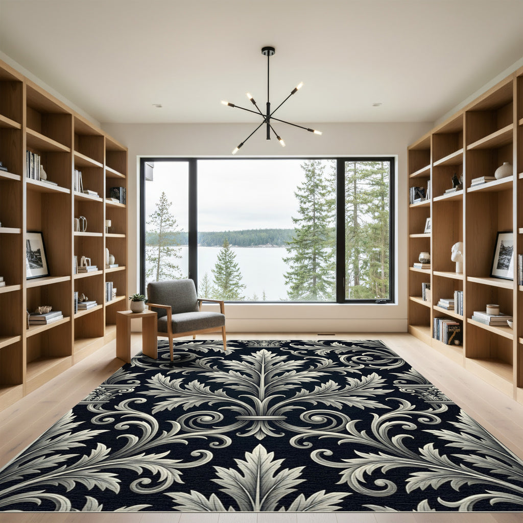 Ornate Acanthus Leaf Scrollwork Rug