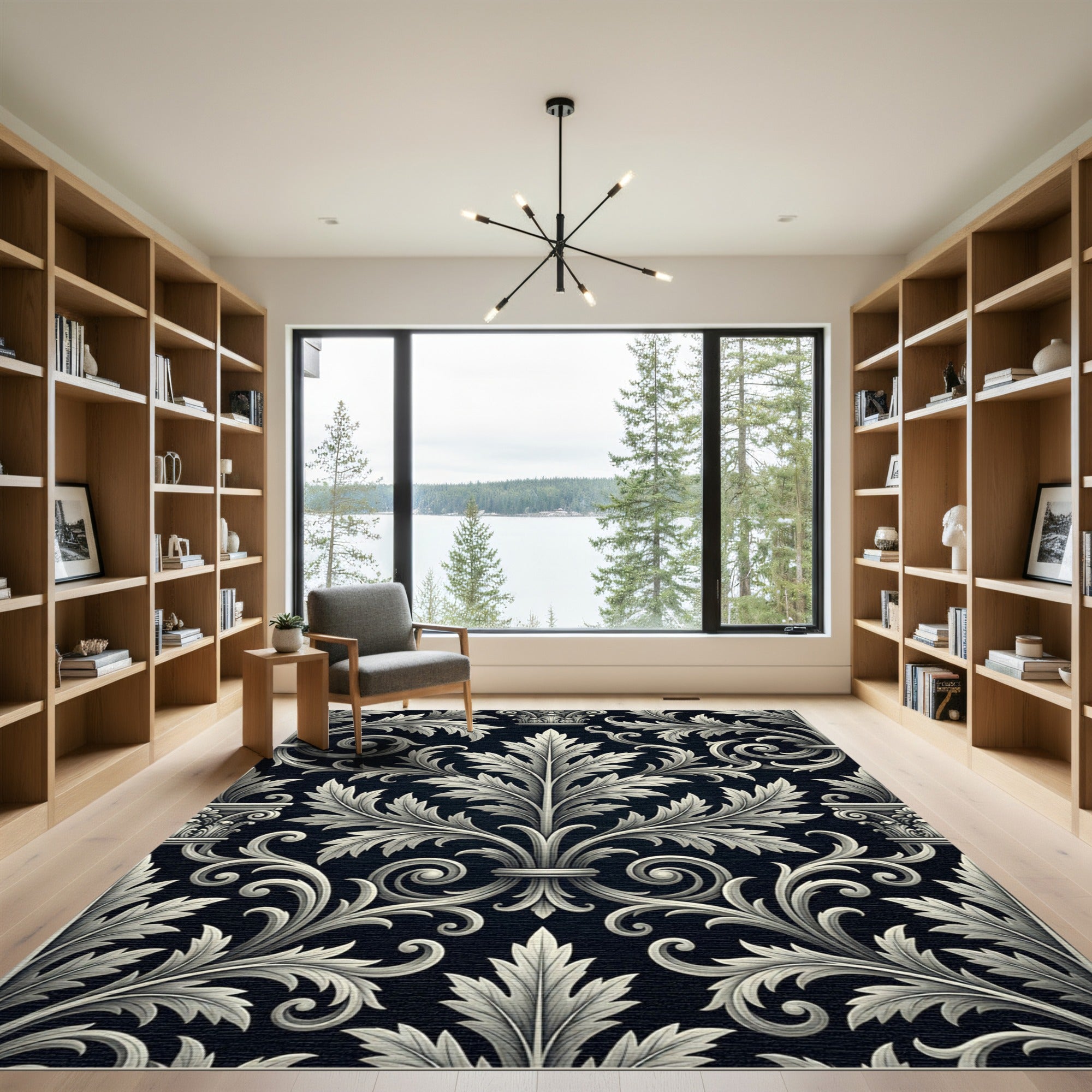 Ornate Acanthus Leaf Scrollwork Rug