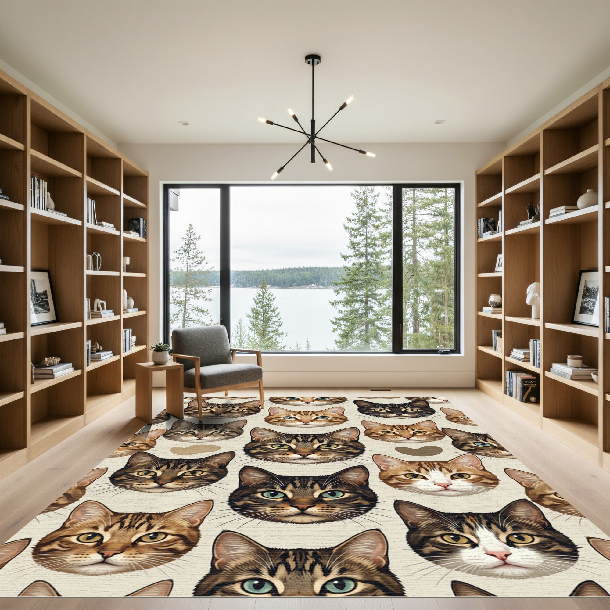 Whimsical Brown Tabby Cat Portrait Rug