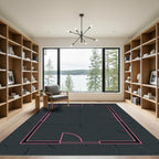 Dark Gray Pink Outline Interior Blueprint Rug