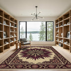Dark Burgundy Palm Leaf Medallion Rug