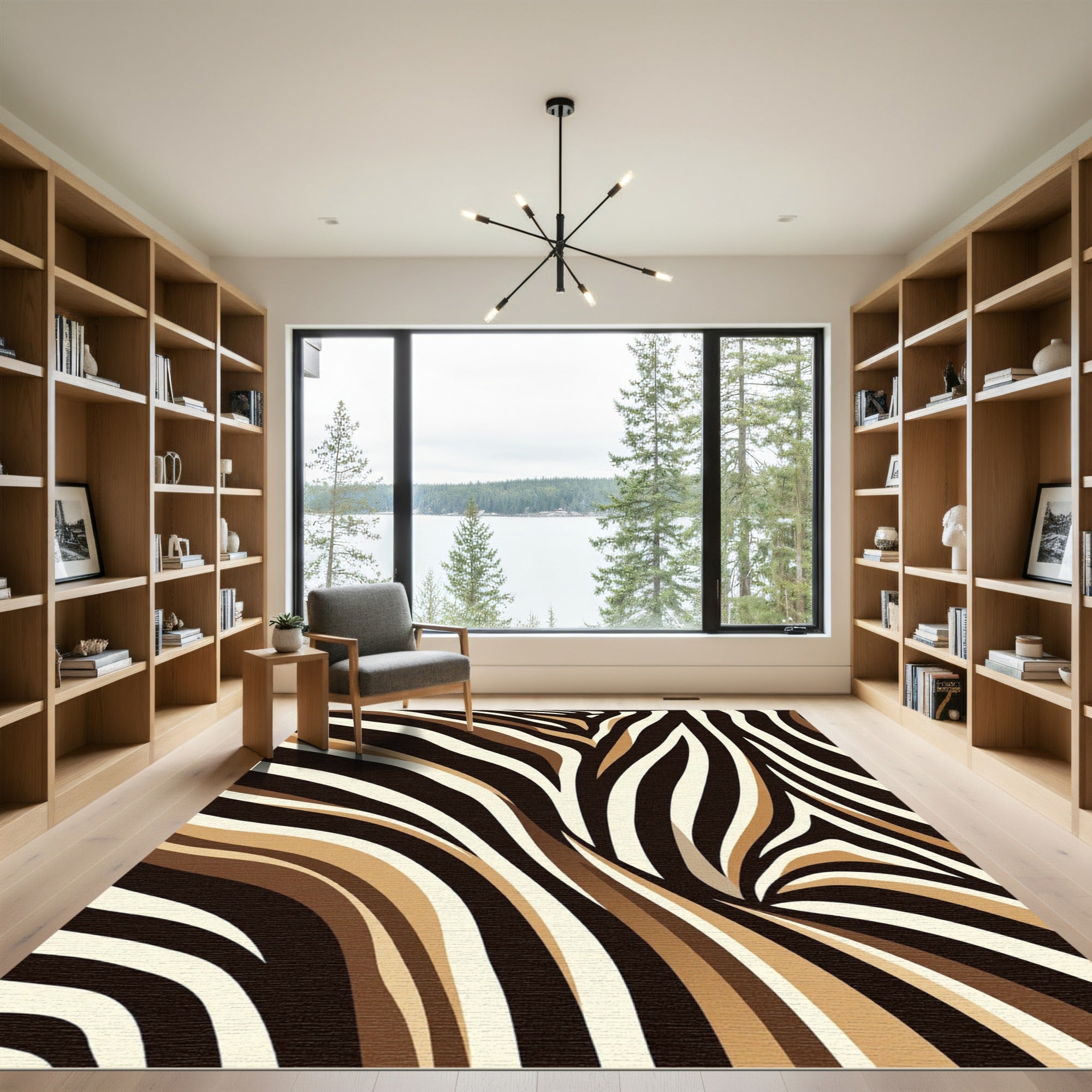 Abstract Earthy Zebra Stripe Rug