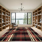 Deep Red and Cream Plaid Streak Rug