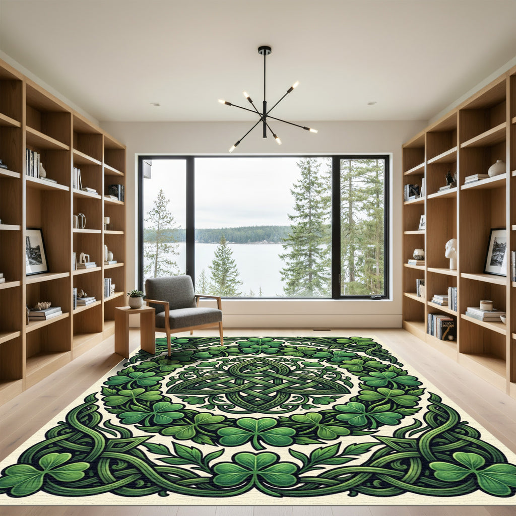 Celtic Knot Shamrock Verdant Border Rug