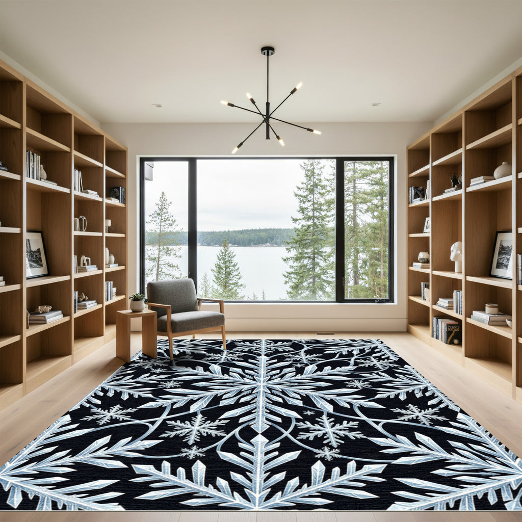 Chic Crystal Snowflake Pattern Rug
