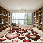 Distressed Crimson Cracked Heart Collage Rug