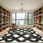 Monochrome Black and White Geometric Lattice Rug