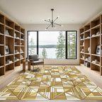 Golden Art Deco Geometric Sunburst Rug