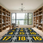 Industrial Yellow Numbered Grid Graphic Rug