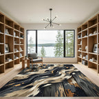 Rustic Wood Grain Abstract Swirl Rug