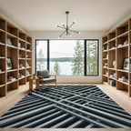 Silver Gray Intersecting Lines Rug
