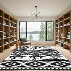 Monochromatic Tribal Storm Mountains Rug