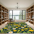 Whimsical Meadow Wildflower Dark Botanical Rug