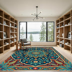 Jewel Tone Floral Mandala Medallion Surface Rug