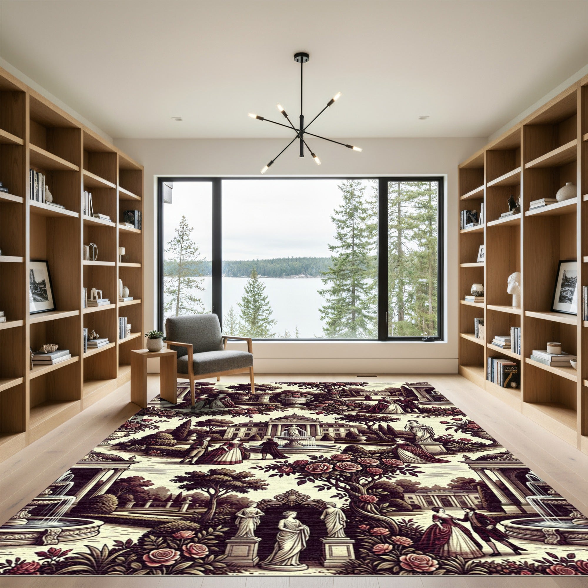 Regal Estate Rose Garden Scene Rug
