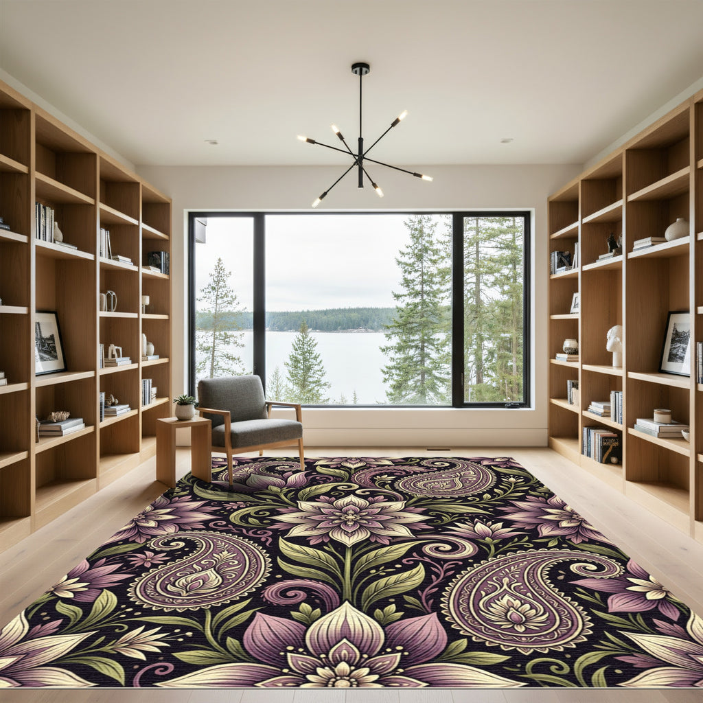 Purple Paisley Floral Medallion Rug
