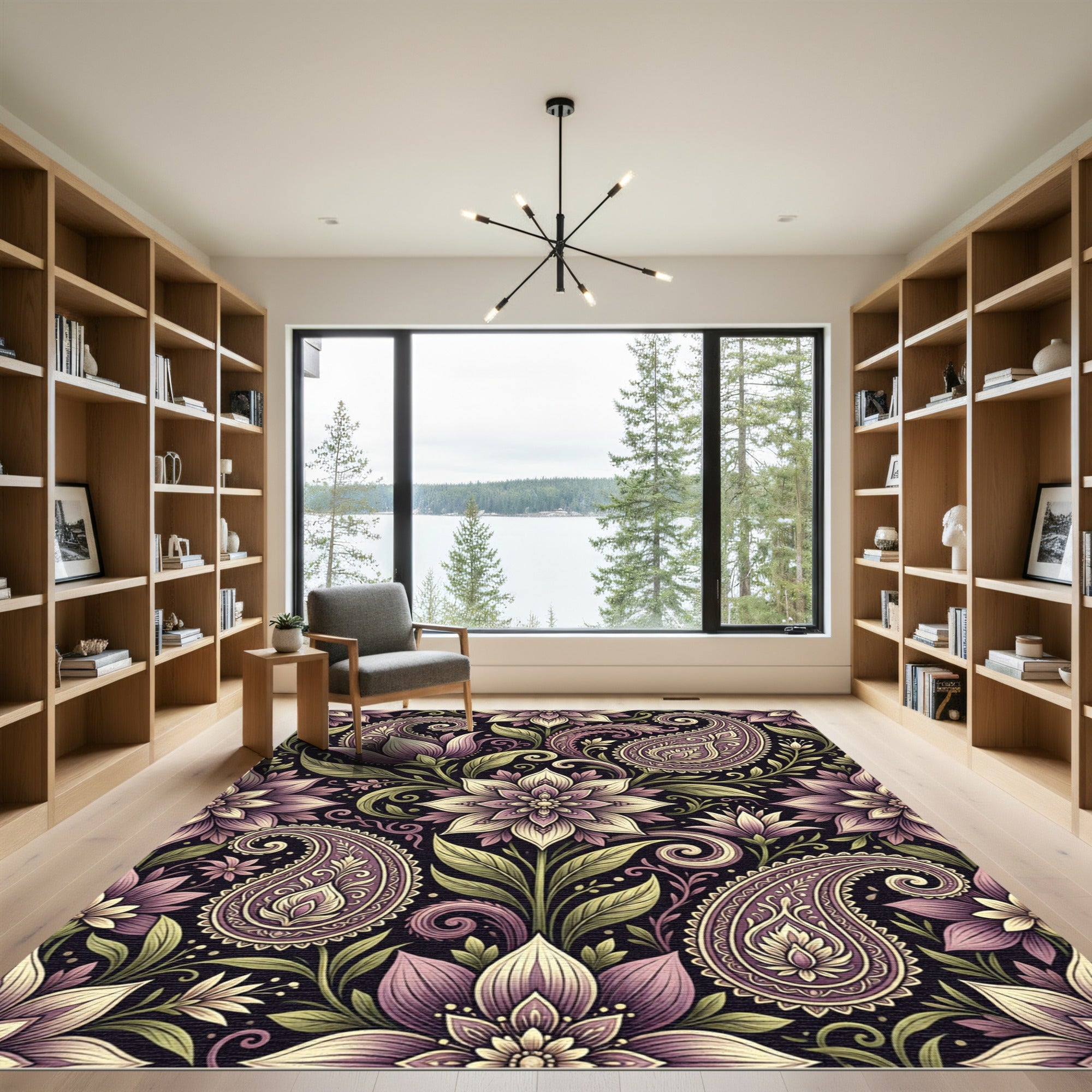Purple Paisley Floral Medallion Rug
